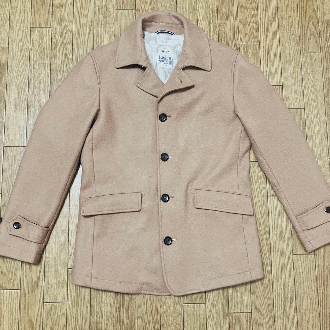 美品　シップス×ハミルトン 高級メルトンウールショートコートS キャメル