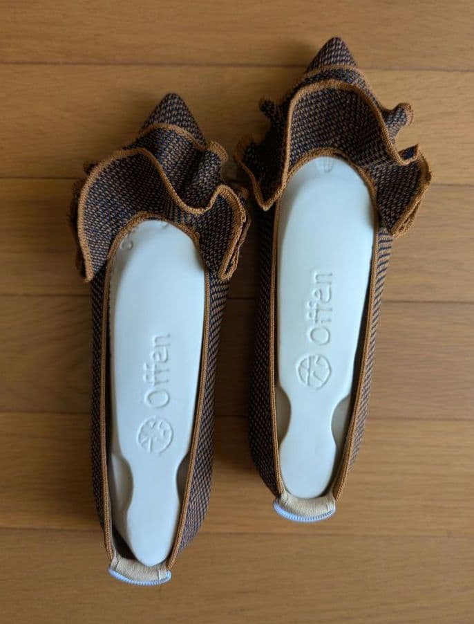 新品未使用 Offen フリル付きフラットシューズ ネイビー 40