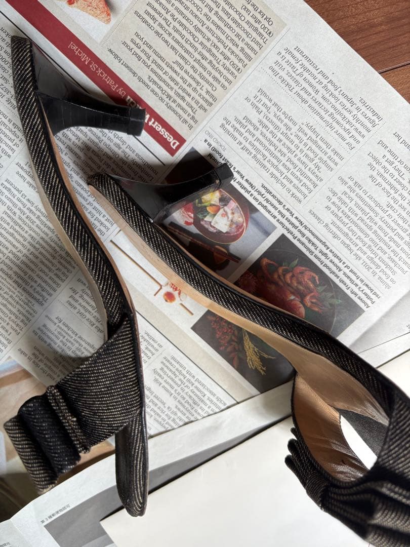 CHANEL ブラック リボン付きミュール