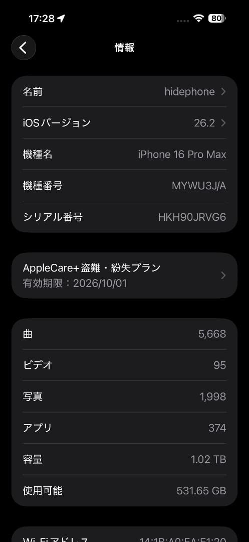 Apple iPhone 16 Pro Max　本体 + ケース