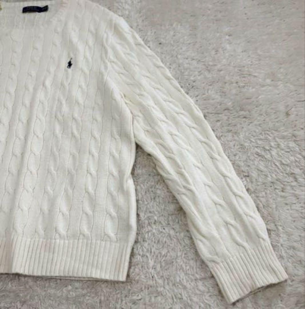 ★極美品！現行　ポロラルフローレン　ニットセーター　ホワイト　サイズXXL