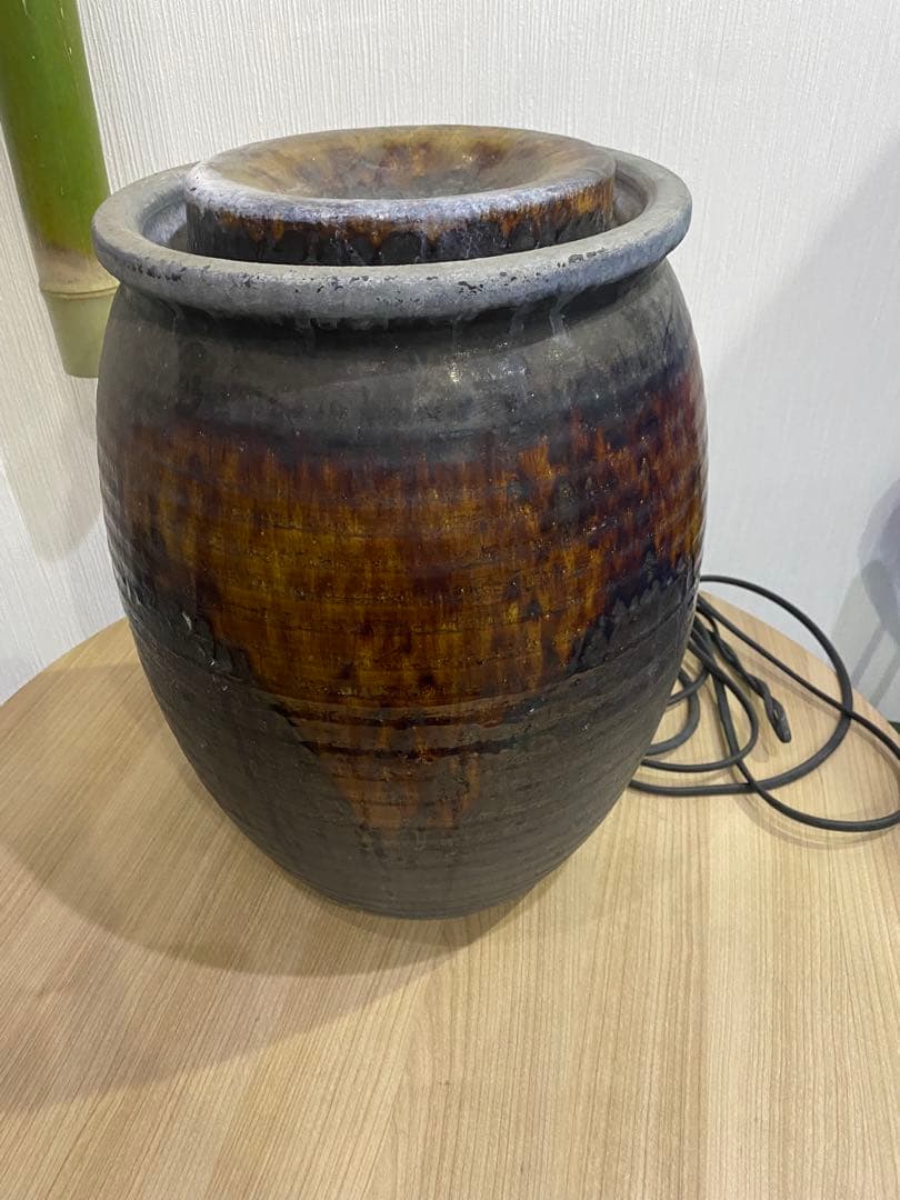 水琴窟 信楽焼 重蔵釜　 アンティーク インテリア　風水