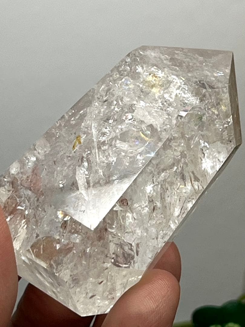 天然石　ピンクアゼツライト　ポイント　タワー　透明感あり虹キラキラ⭐️1856