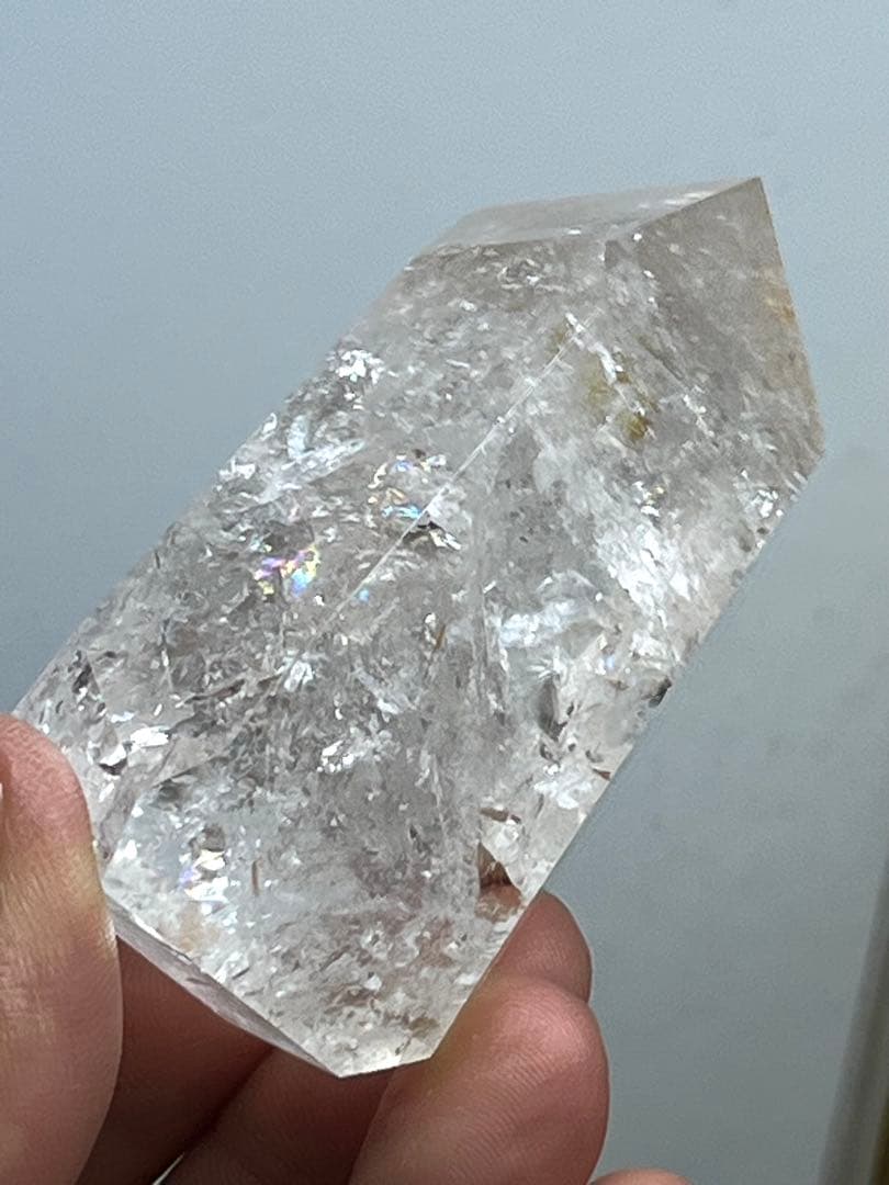 天然石　ピンクアゼツライト　ポイント　タワー　透明感あり虹キラキラ⭐️1856