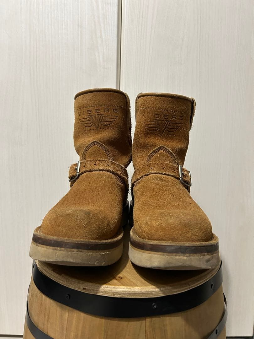 VIBERG ショートエンジニア ベージュ スエード エンジニア ブーツ