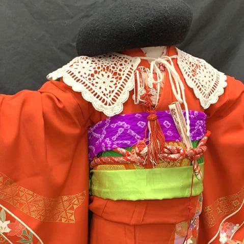 503ag72□七五三 七歳 女児 着物&袋帯&長襦袢 金彩 束ね熨斗 毬□