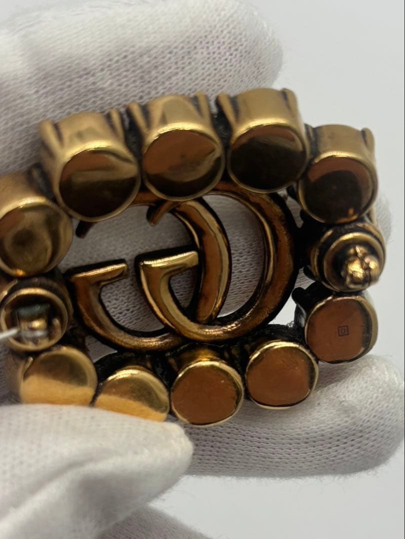 GUCCI グッチ ブローチ ダブルG クリスタル ラインストーン メタル GG