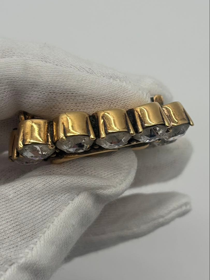 GUCCI グッチ ブローチ ダブルG クリスタル ラインストーン メタル GG