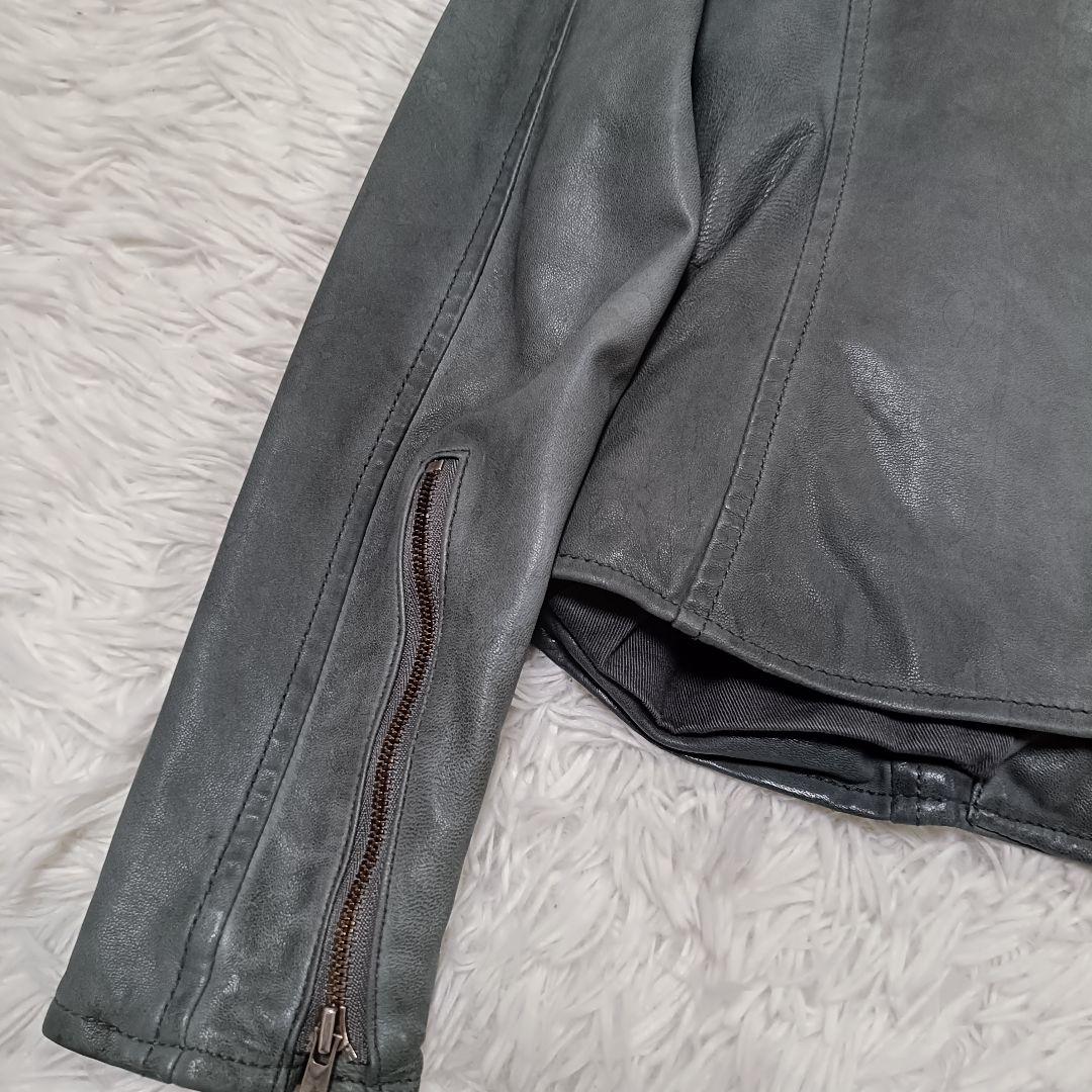 5351 POUR LES HOMMES ラムレザー ライダース グレー　1