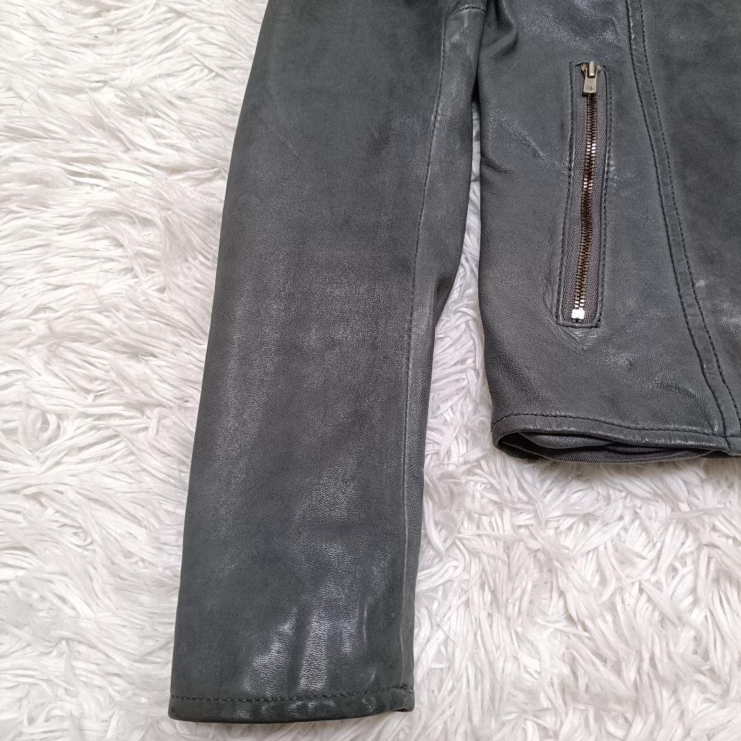 5351 POUR LES HOMMES ラムレザー ライダース グレー　1