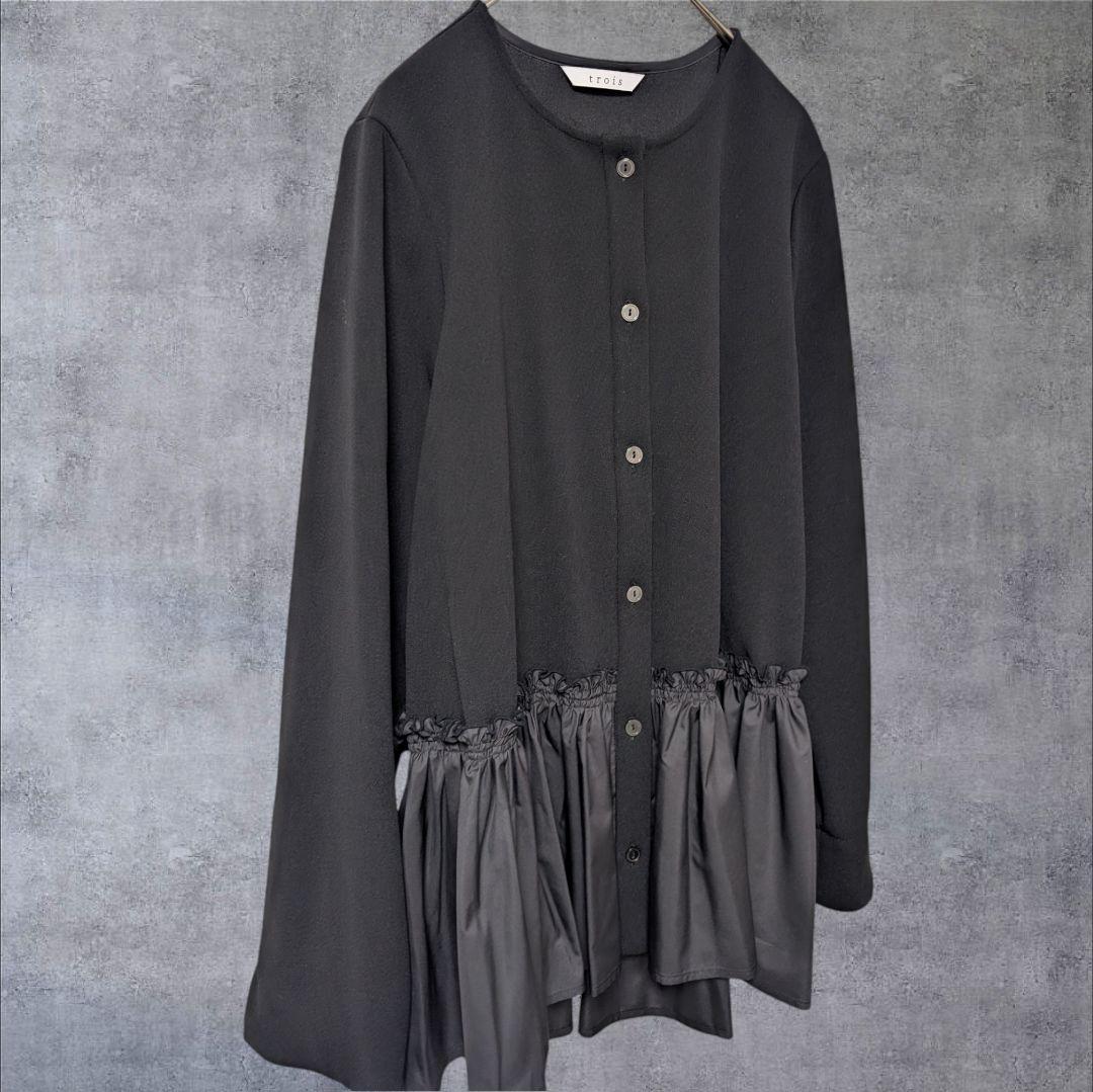 trois カットジョーゼット 裾切替ブラウス 晴れの日ブラウス