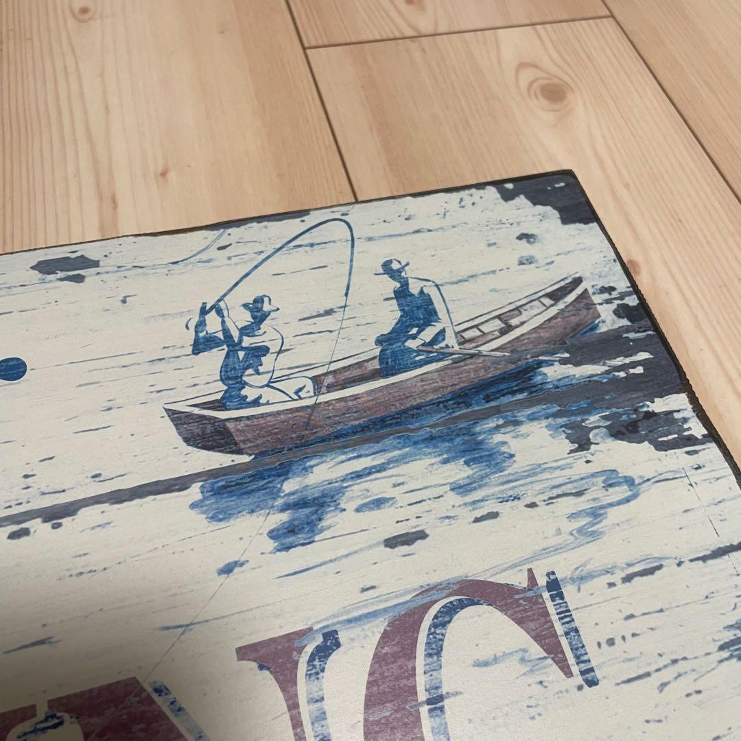 【釣り】GO FISHING アンティーク 木製サインボード OLD NEW