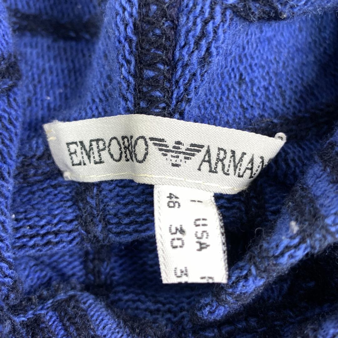 LA9587エンポリオアルマーニ ニットパーカー 青 ブルー ウール USA30
