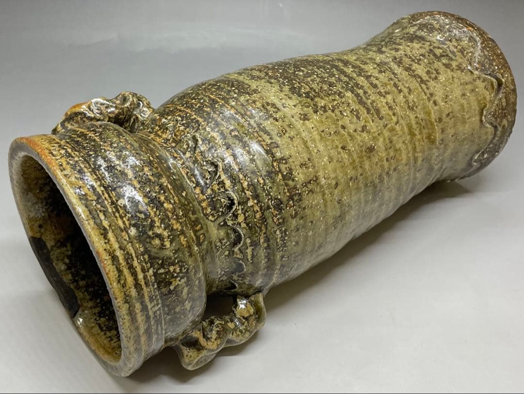 古伊賀　伊賀焼　耳付花入　合箱　e5016