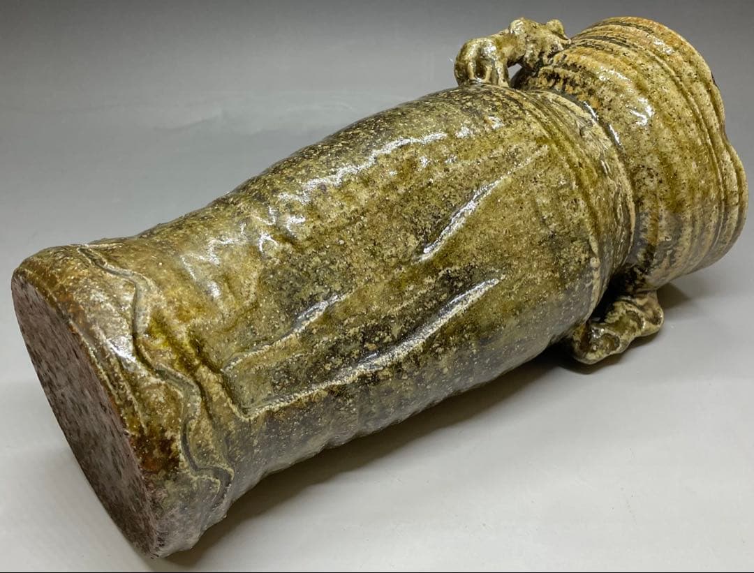 古伊賀　伊賀焼　耳付花入　合箱　e5016