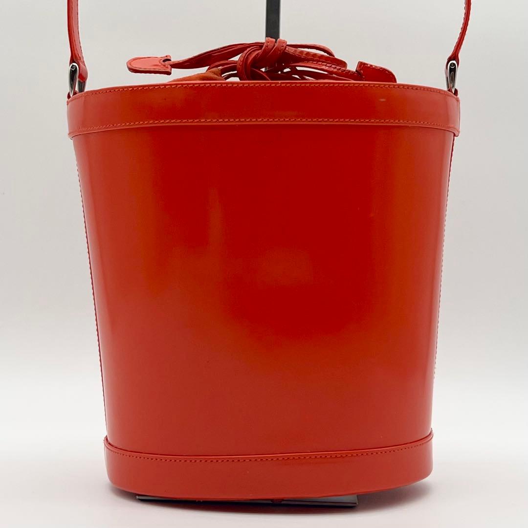 GUCCI ショルダー バッグ デカロゴ 巾着 バケツ 2way オレンジ