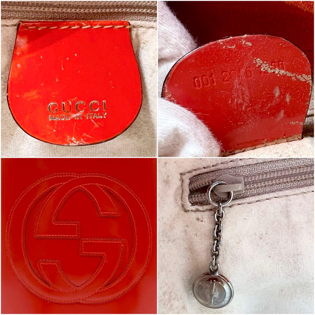 GUCCI ショルダー バッグ デカロゴ 巾着 バケツ 2way オレンジ