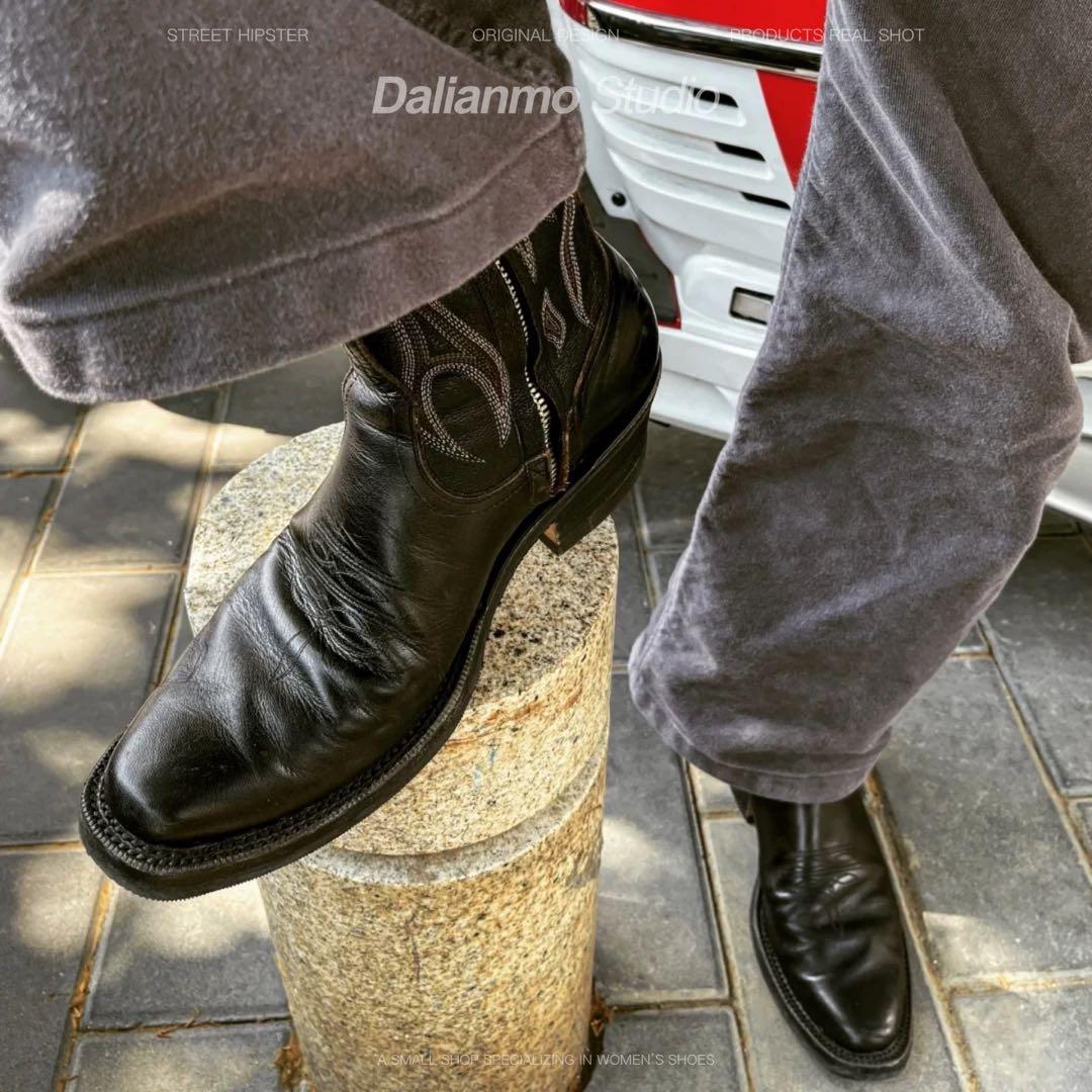 Vintage Ashen Flame Zip-up Heel Boot ブーツ