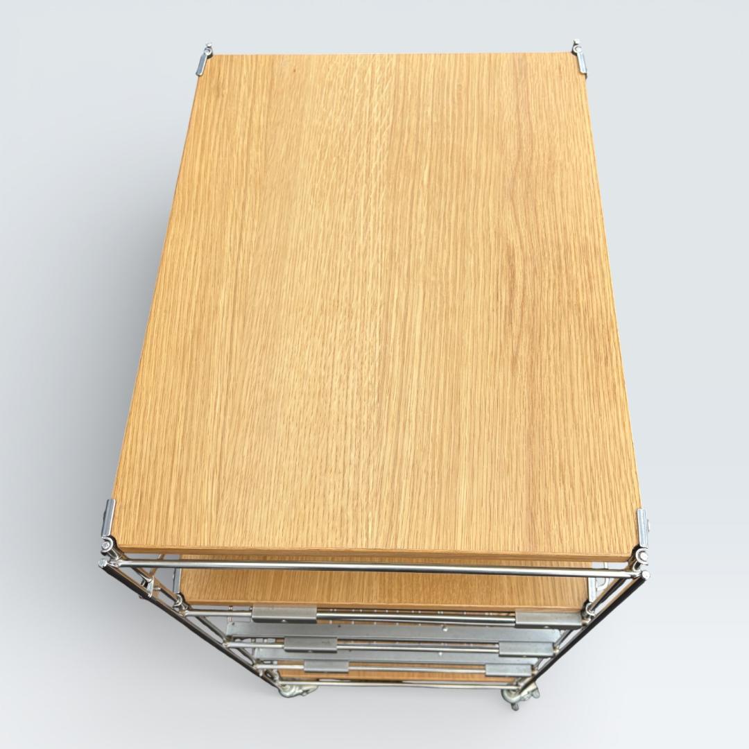 【送料込】無印良品 ステンレスユニットシェルフ オーク バスケット キャスター付