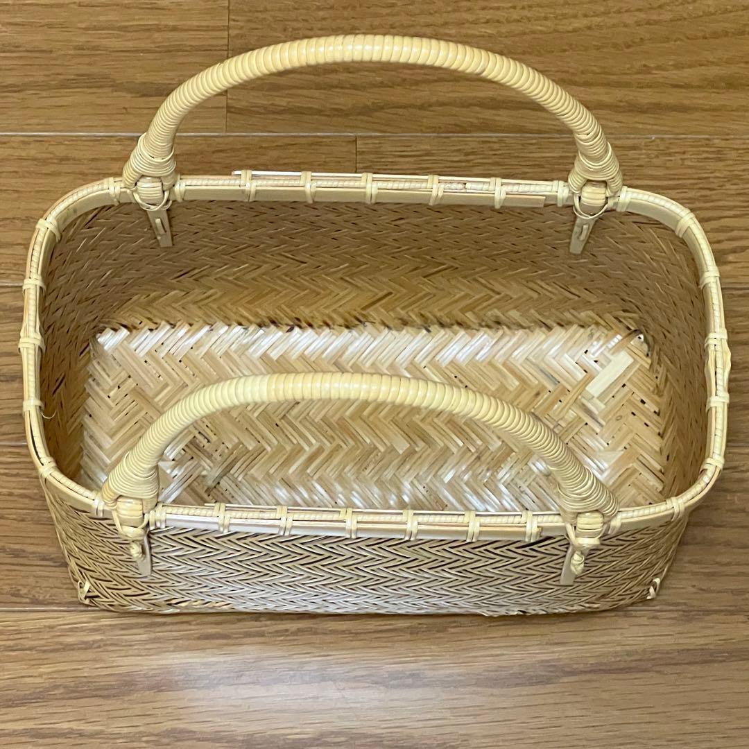 美しい編目の竹細工 ハンドバッグ