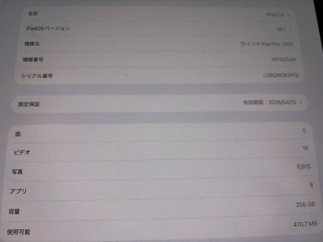 Apple iPad Pro 13インチ第1世代 M4 Wi-Fi 256GB