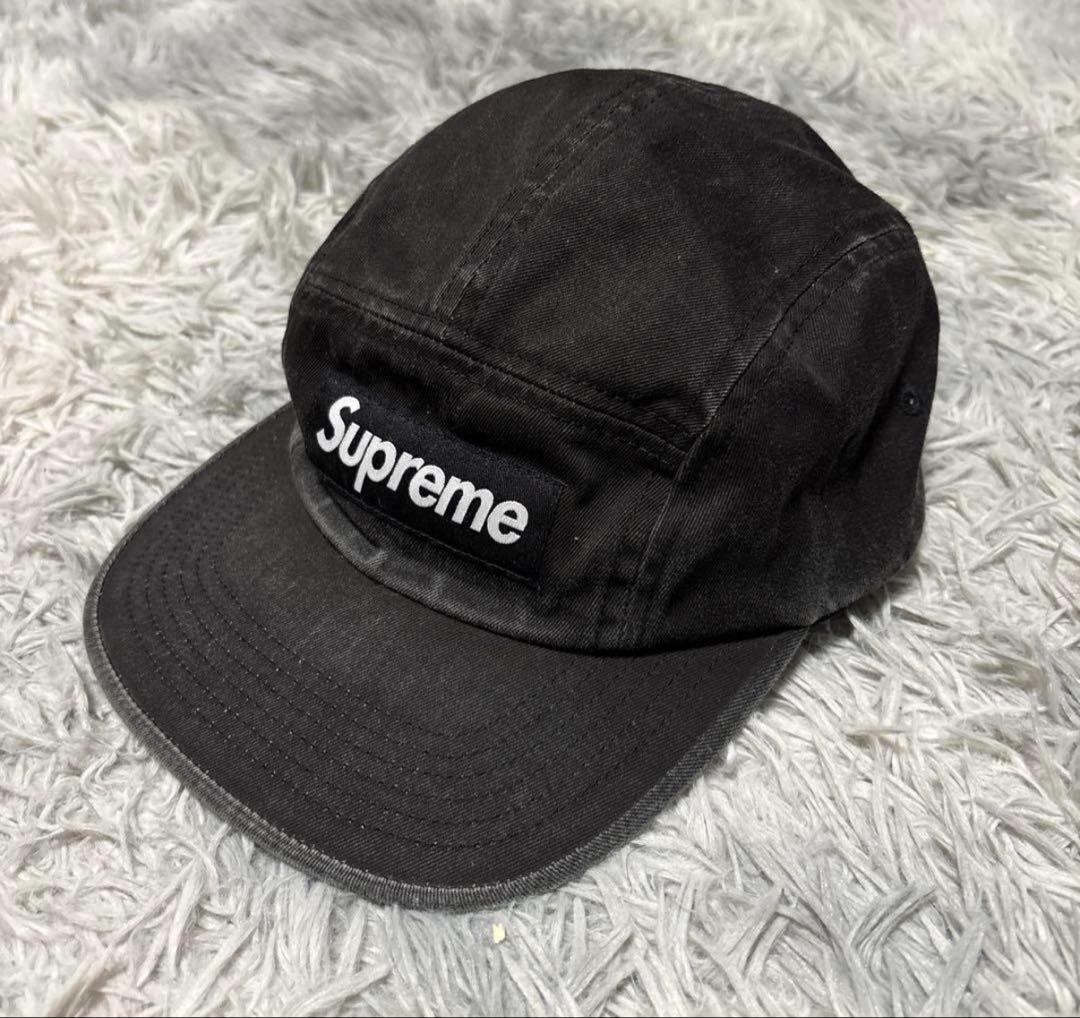 Supreme 25SS ブラックキャップ ロゴ刺繍
