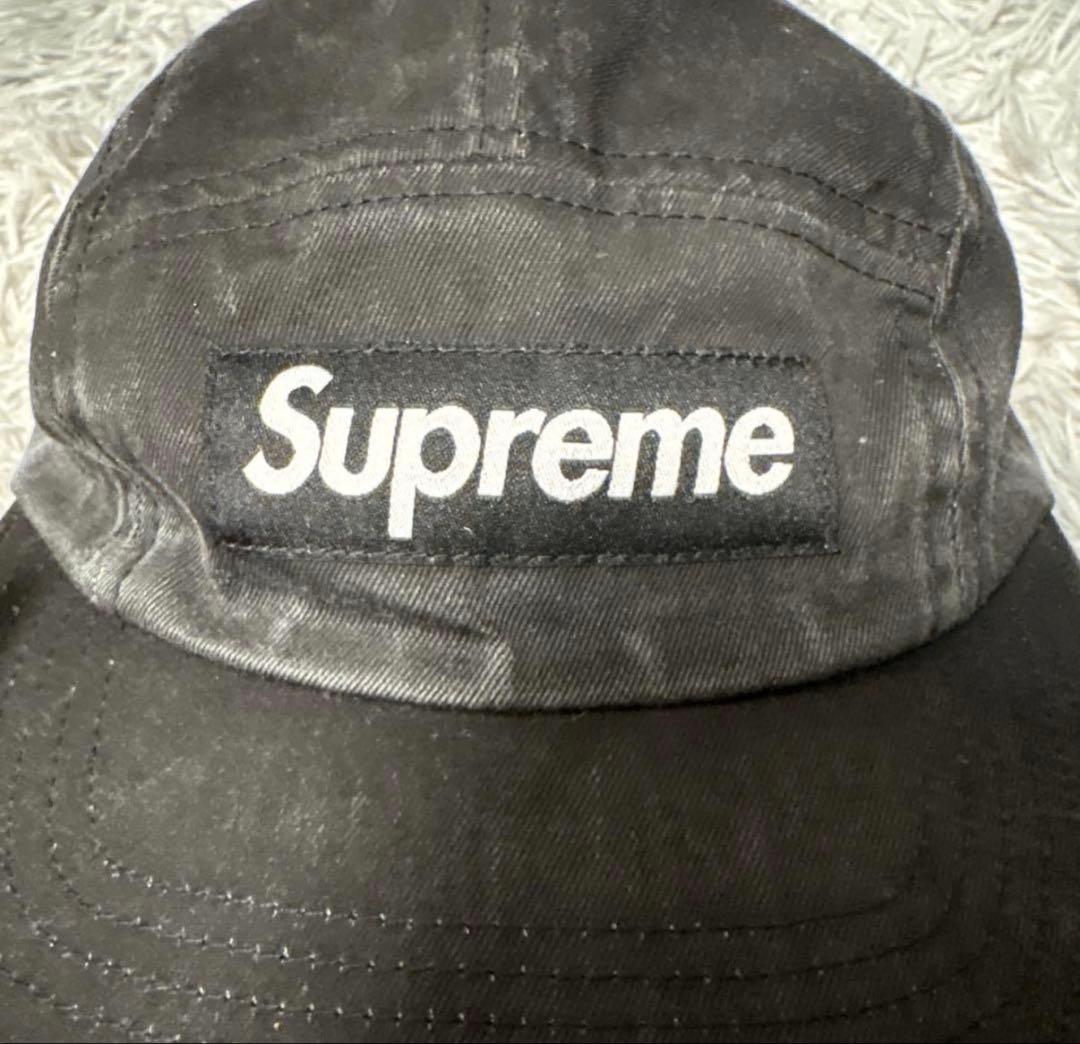 Supreme 25SS ブラックキャップ ロゴ刺繍