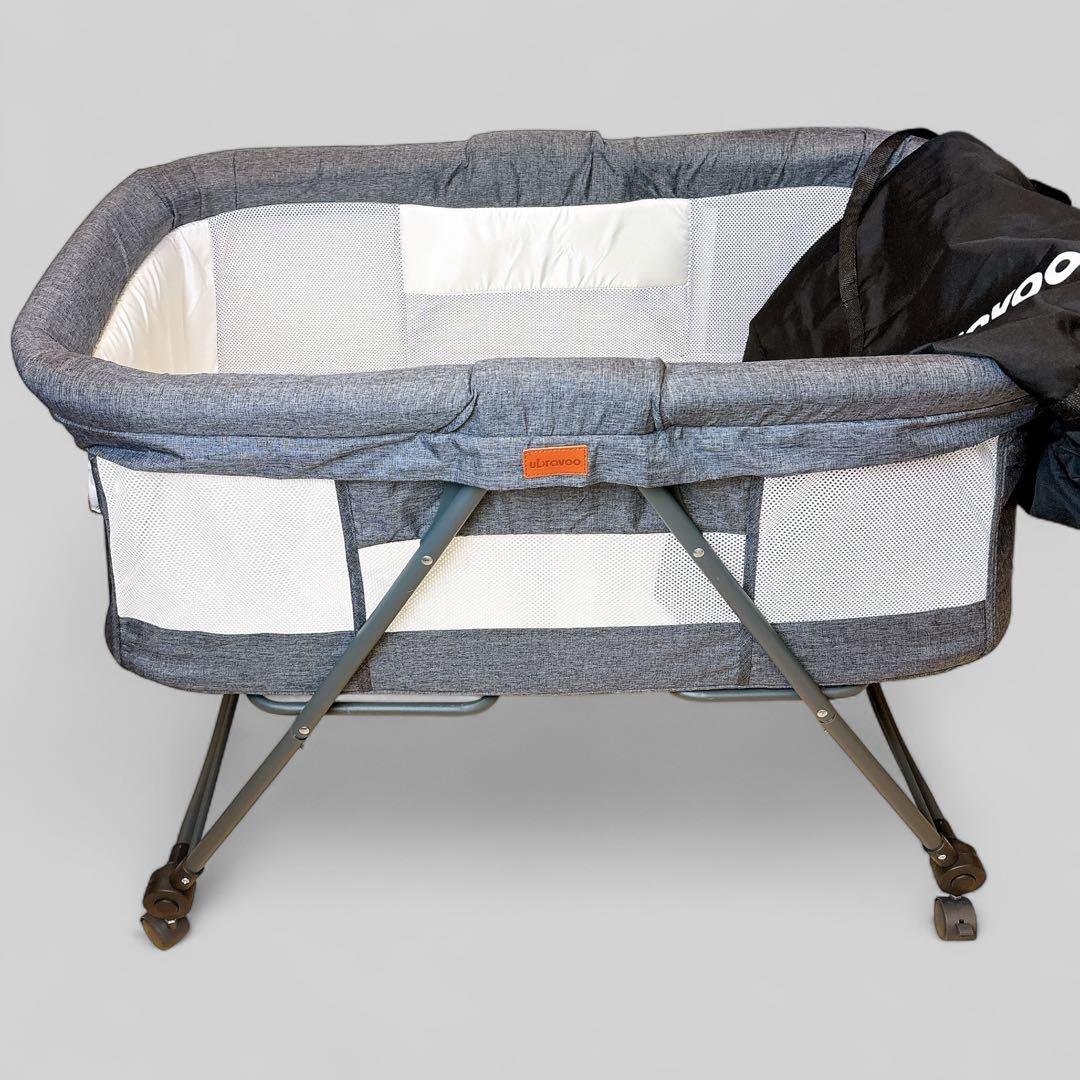 【極美品】 UBRAVOO ベビーベッド 折りたたみ キャスター 収納袋付き