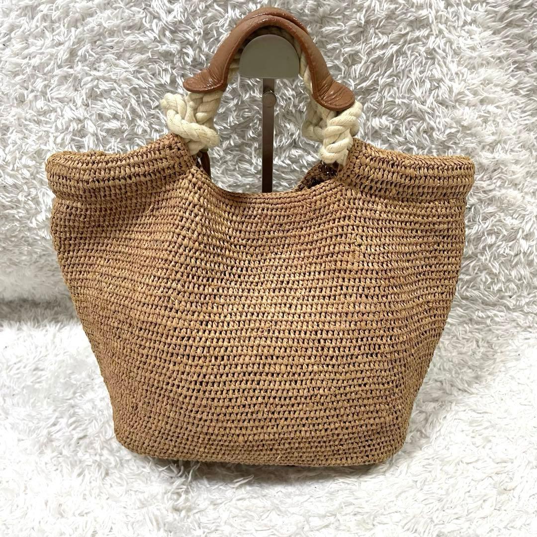 ヘレンカミンスキー 籠バッグ　レザー　ラフィア