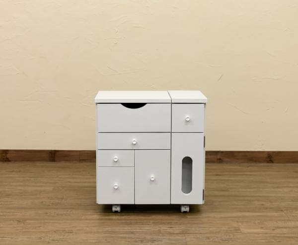 【新品・送料無料】コスメワゴン　横型　DBR/WH