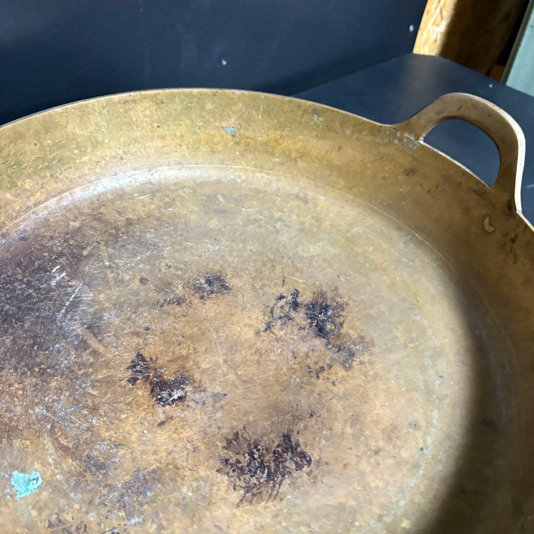 希少レア　仁悟　砲金鍋　銅鍋　39ｃｍ　平鍋　天ぷら鍋　日本料理　両手鍋