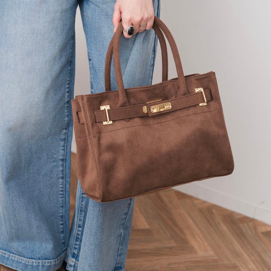 ブラウン スエード ハンドバッグ