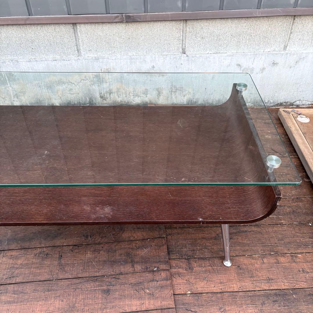 北欧レトロ ガラストップ ローテーブル ガラステーブル センターテーブル 曲げ木