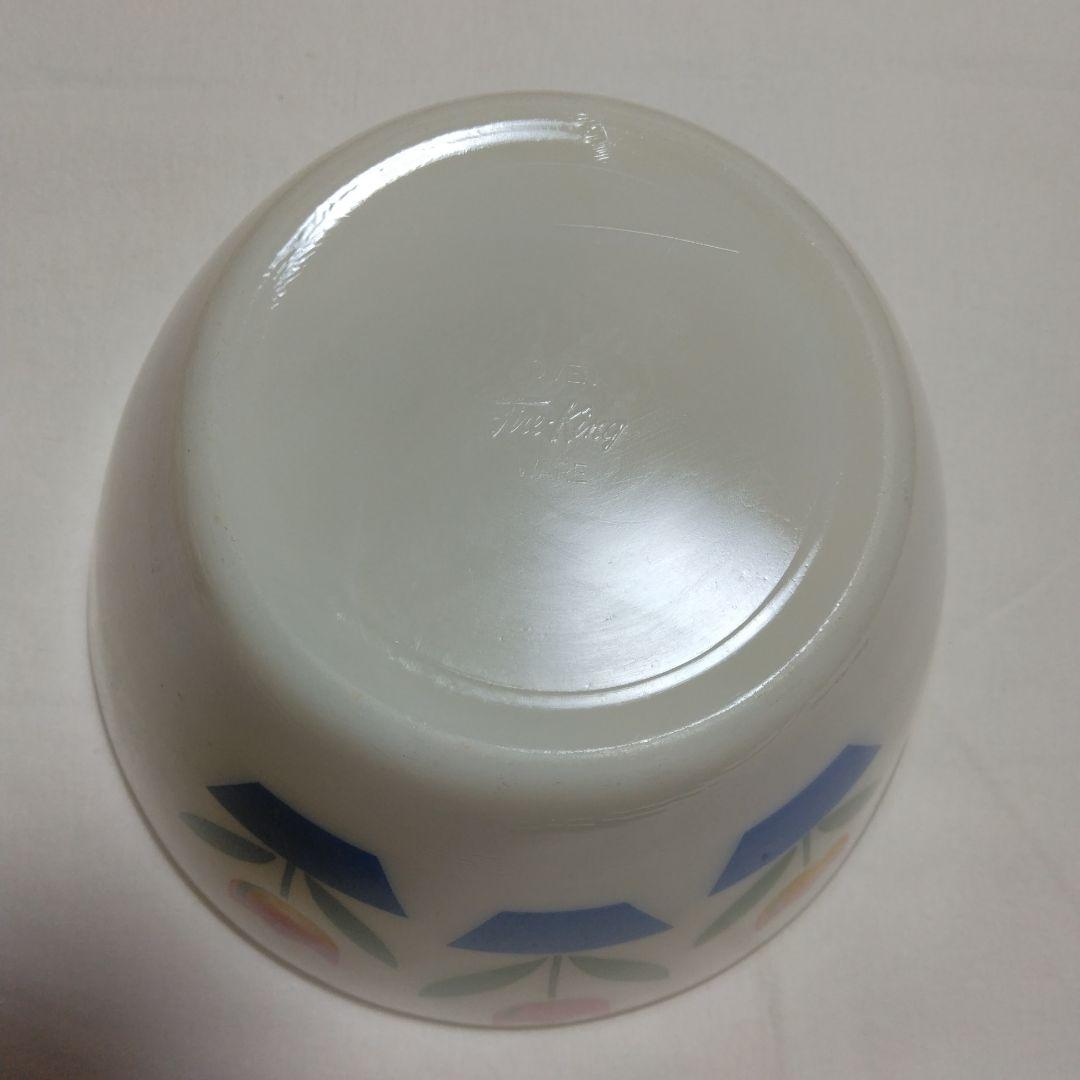 ヴィンテージFire King チューリップ柄 ボウル LL アイボリー·美品