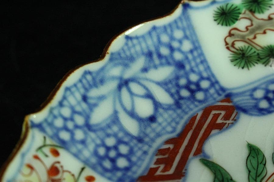 中国美術 赤絵 祥瑞 鶏蝶草花紋 皿 四枚 成化年製 まとめて(K-LC822)