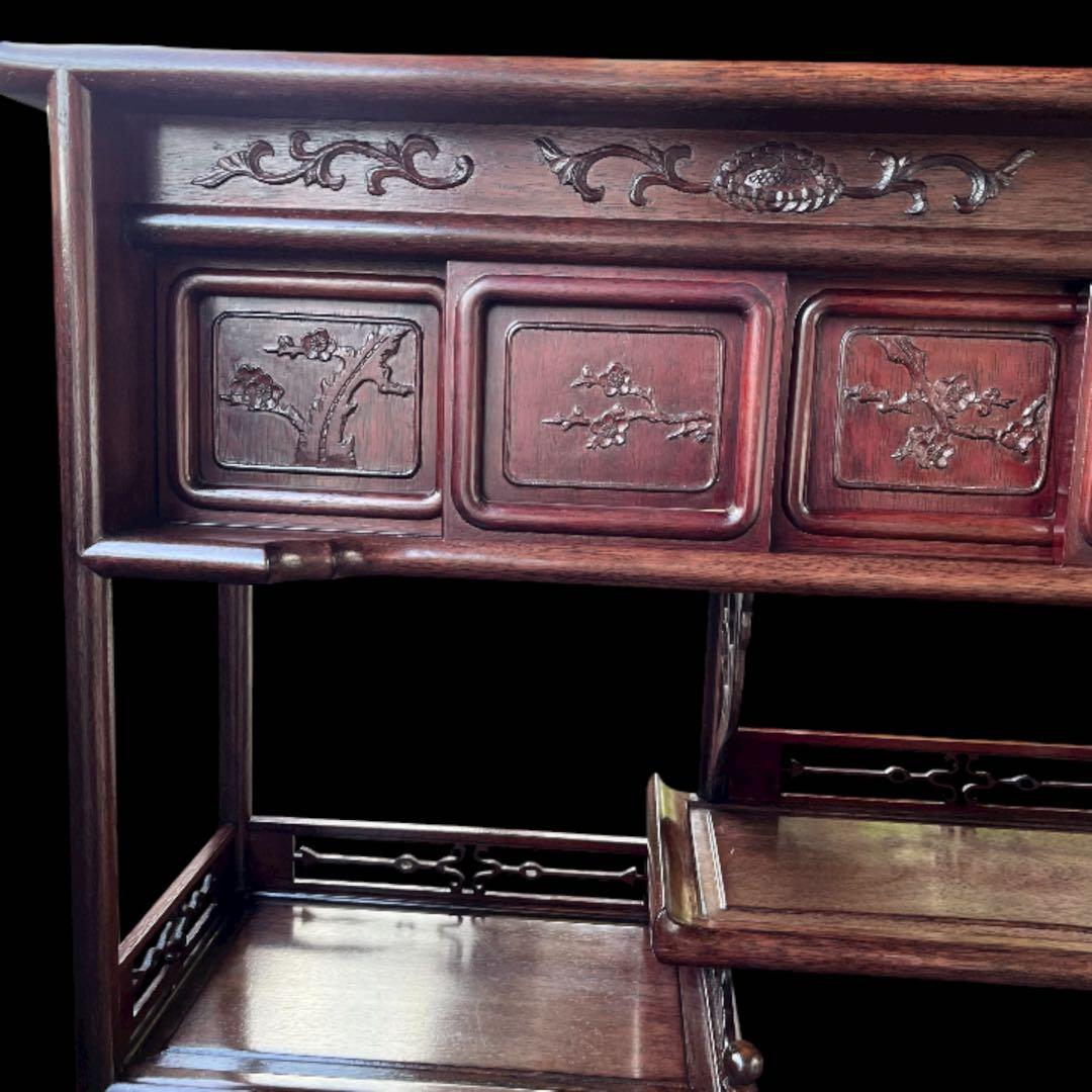 茶箪笥、飾り棚、茶棚、紫檀黒檀、アンティーク、レトロ、和風サイドボード、和食器棚