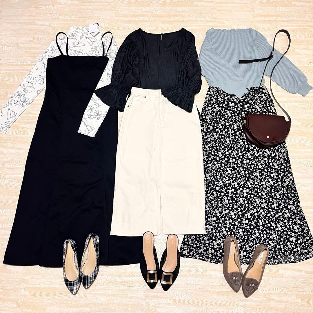 春支度♫キレイめ お姉さんコーデセット モノトーン＆ミントブルー 11点