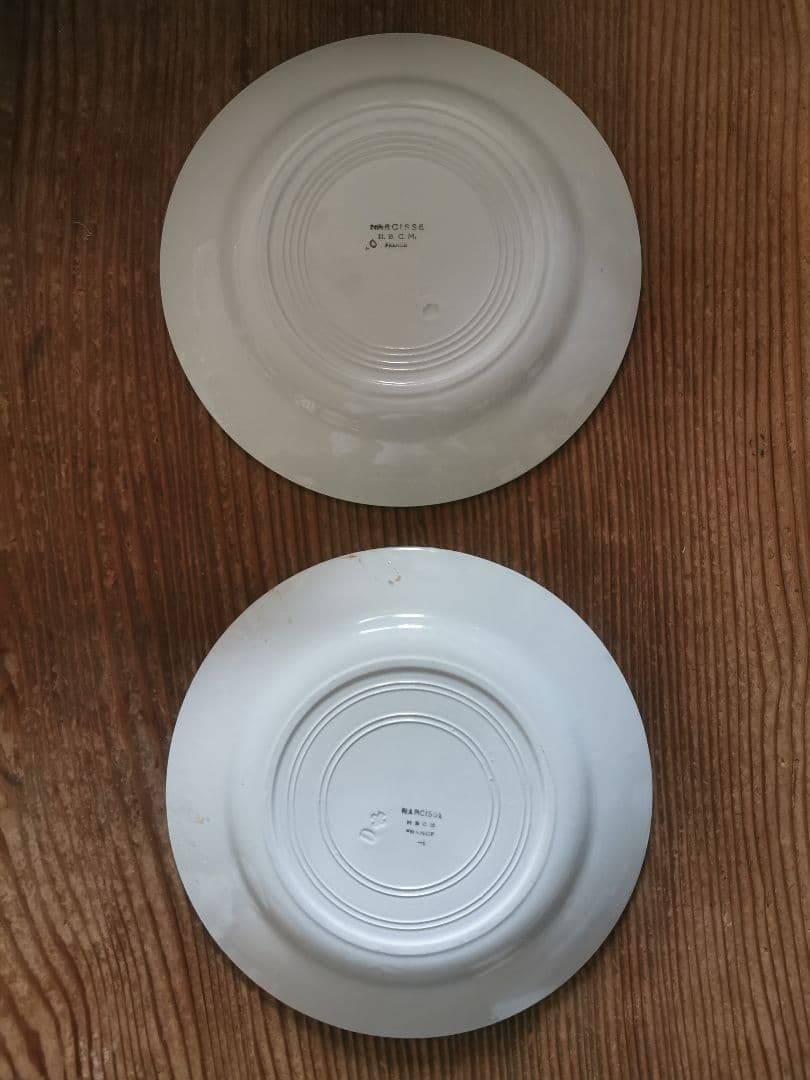 アンティーク クレイユモントロー インディゴの水仙 22㎝プレート２枚セット β