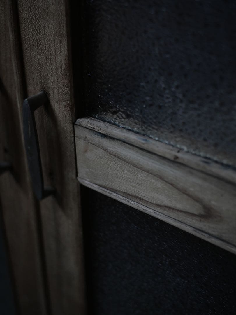 収納棚　ダイヤガラス　食器棚　棚　古家具　古道具　アンティーク　昭和レトロ