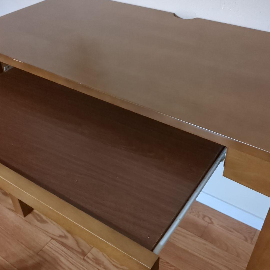 木製デスク 引き出し付き ライトブラウン