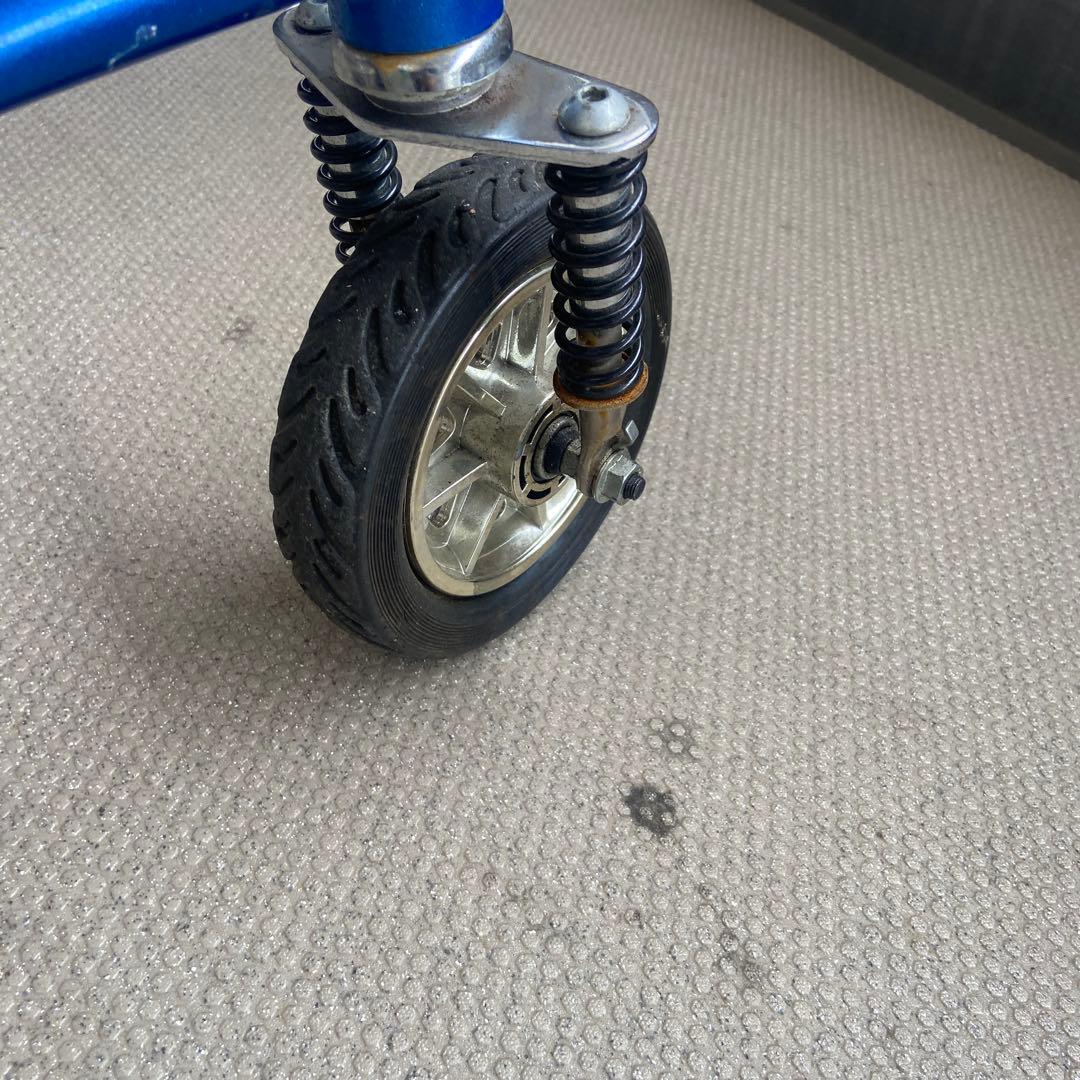 豆チャリ　青色ミニバイク 前後サスペンション付き　さ　自転車　ミニ