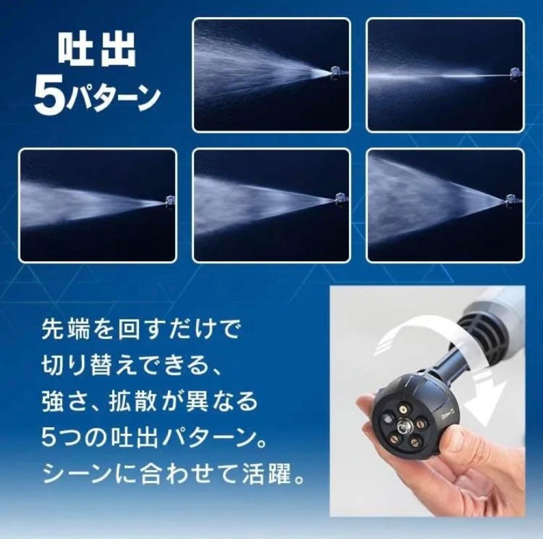 高圧洗浄 ハンディウォッシャー コードレス 洗剤使用可能 充電式 グレー