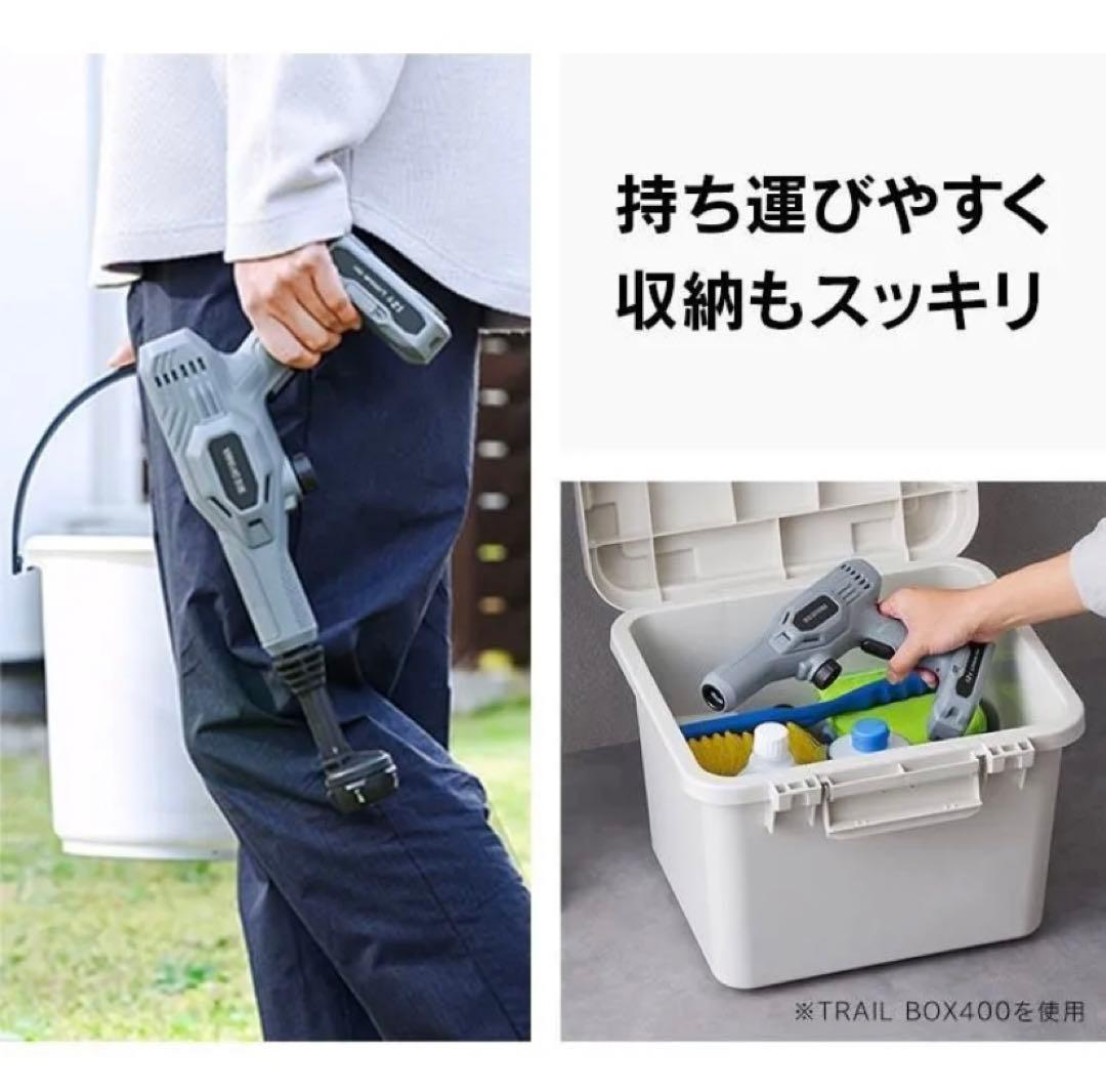 高圧洗浄 ハンディウォッシャー コードレス 洗剤使用可能 充電式 グレー