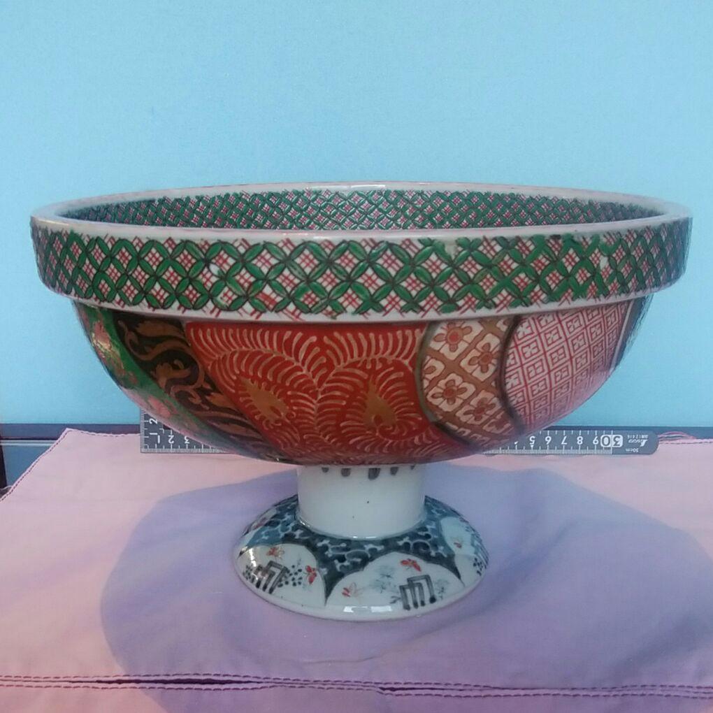 伊万里錦手コンポート台脚付果物鉢