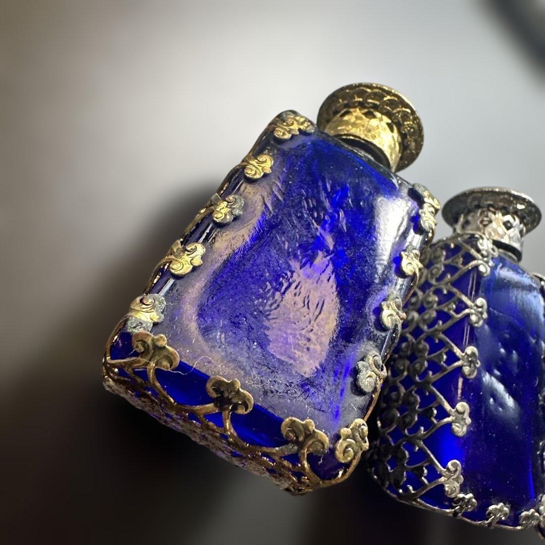 【専用価格】チェコガラス　ボヘミアン　ガラス　香水瓶　3点セット