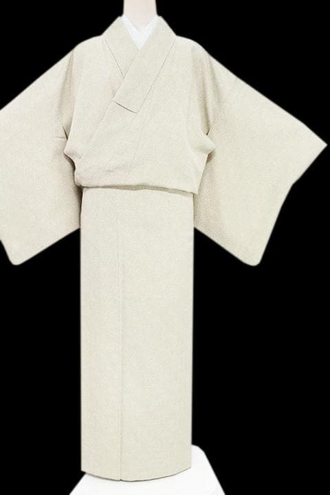 裄６７ｃｍ　名門【やまだ織】　エクリュの【本塩沢・塩沢御召】　美品のお着物です