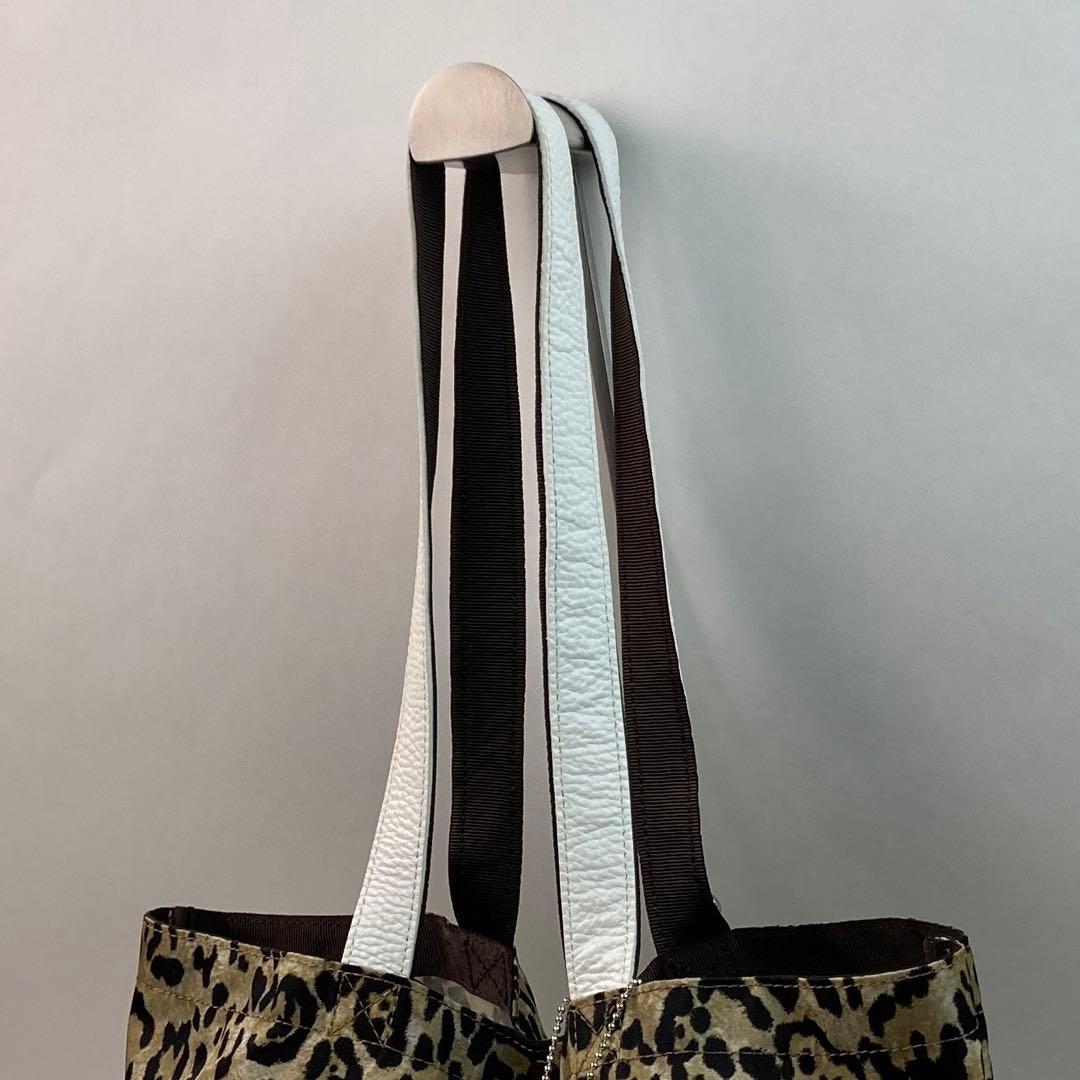 【極美品・A4可】ADMJ トートバッグ レオパード レザー ナイロン チャーム