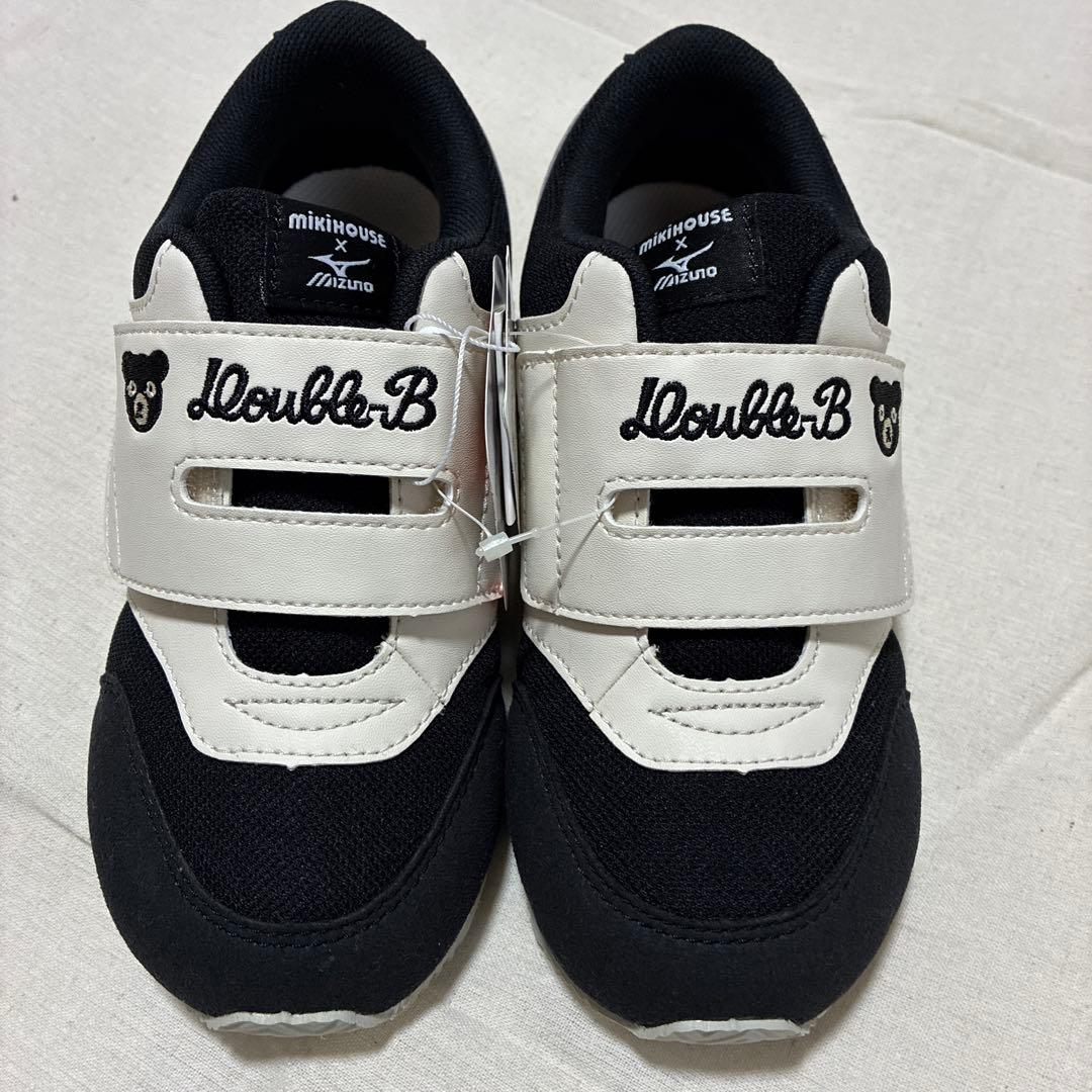 新品☆ミキハウス ダブルB スニーカー ミズノコラボ　ブラック ホワイト 20㎝
