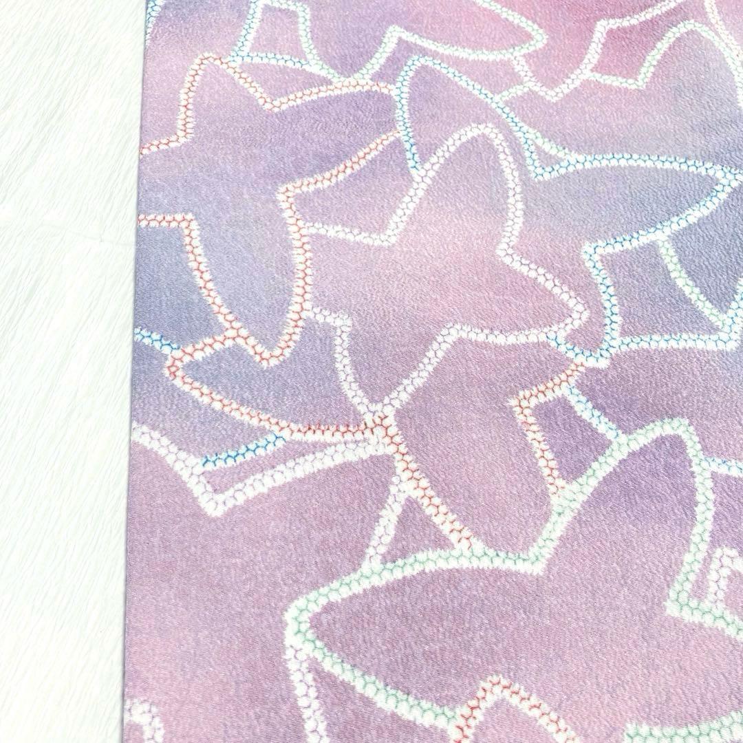 【美品✨】東レシルック　洗える着物　小紋　ぼかし染め　紫系のグラデーション　A8