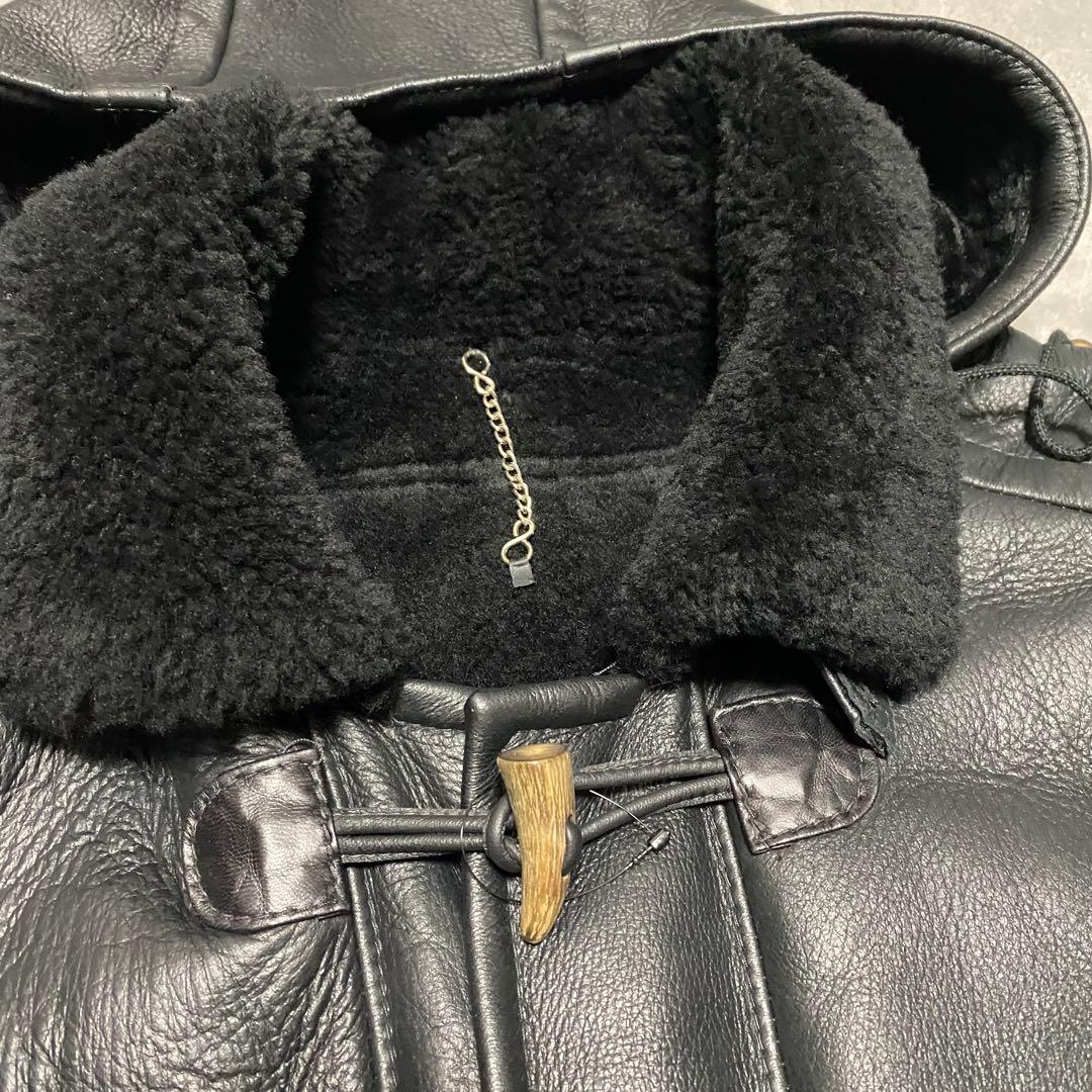 交渉中gco34 フーディーラムレザームートンダッフルコート　フード取外し可能